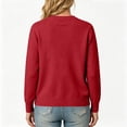thumbnail image 4 of Rexolia Women’s Crewneck Button Front Cardigan Lightweight Knit Long Sleeve Casual Wine 2XL, 4 of 5