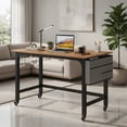 thumbnail image 5 of Demi Bonn 48" Mobile Computer Desk Workstation with 4 Smooth Casters, Small Home Office Desk Study Writing Table, Natural, 5 of 8