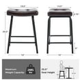 thumbnail image 4 of 25" Saddle Counter Stools Set of 3, Tufted Faux Leather Counter Height Bar Stools with Metal Legs for Kitchen Island, Black Brown, 4 of 12