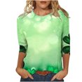 thumbnail image 2 of successthop Green Womens Tops 3/4 Sleeve St Patricks Day Plus Size Crew Neck Polyester Casual St. Patricks Day Blouse Tops for Irish Themed Gifts 5XL, 2 of 5