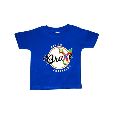 

Inktastic Autism Awareness Brave with Puzzle Piece Ribbon Gift Baby Boy or Baby Girl T-Shirt