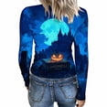 thumbnail image 4 of Akmaiox Halloween Long Sleeve Shirt for Women, Printed Crew Neck Slim Fitted Pullover Going Out Tops, Soft Knitted Holiday Base Layer Blouses, 4 of 6