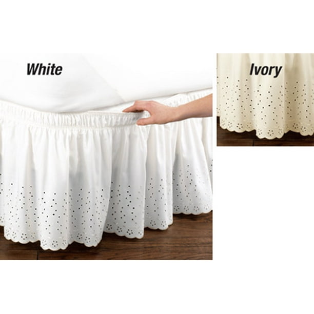 Eyelet Bedskirt Ruffle,Queen/King,White