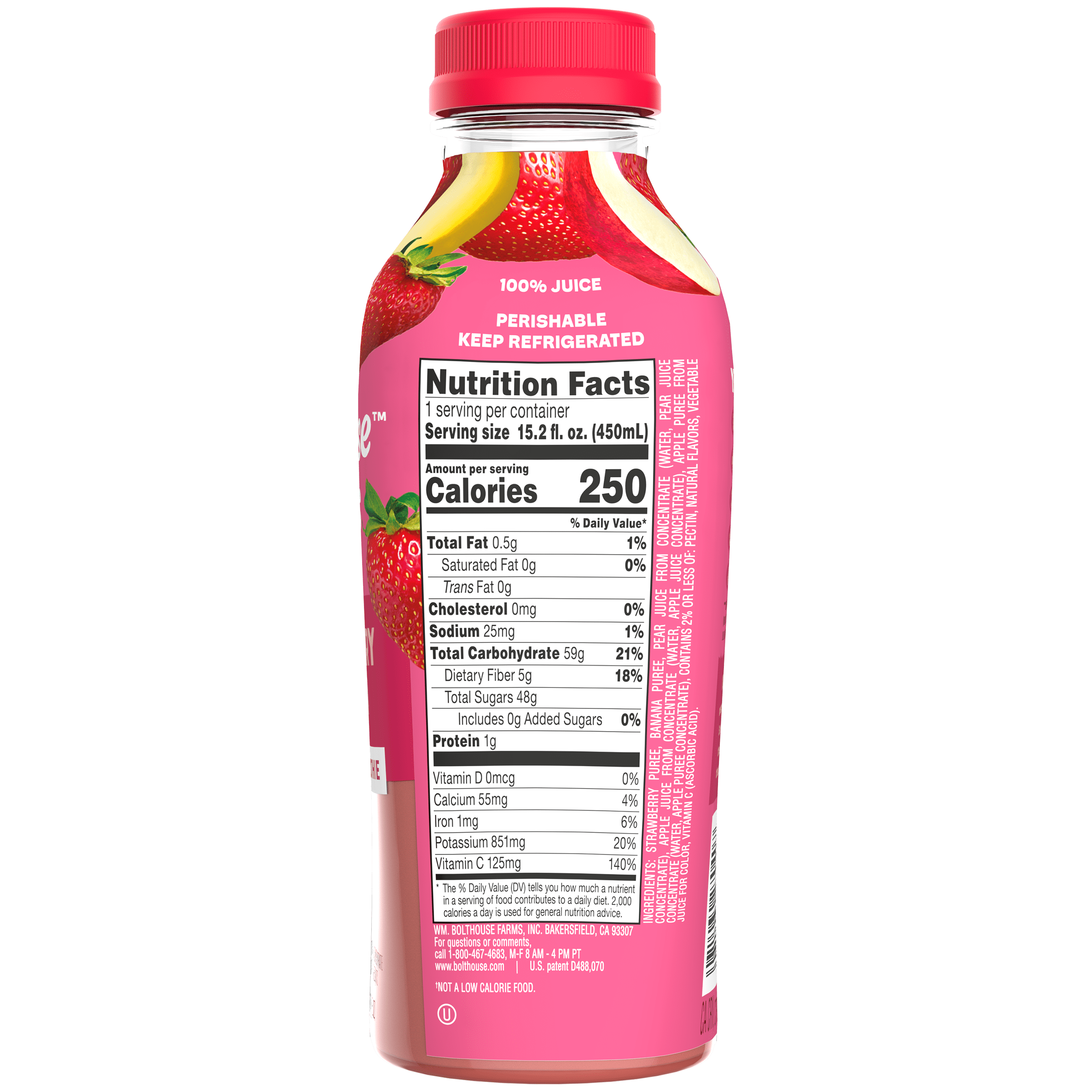 Bolthouse Farms Fruit Juice Smoothie, Strawberry Banana, 15.2 fl. oz. Bottle