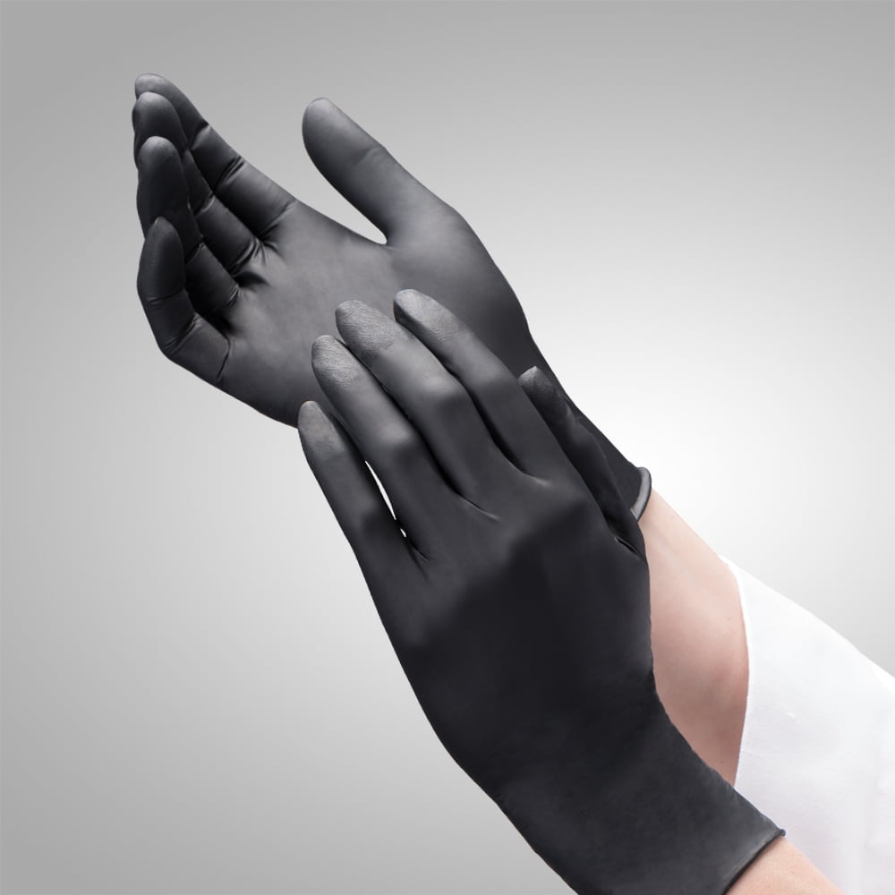 Tronex Black Nitrile Disposable Gloves, Powder-Free, Finger-Textured, Medium (Case of 1000)