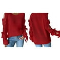 thumbnail image 2 of Women's Oversized Sweaters Fall Cute Crewneck Long Sleeve Knit Pullover Sweater Jumper Tops Red M, 2 of 7