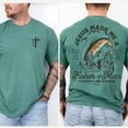 thumbnail image 4 of Fisher of Men Christian T-Shirt – Jesus Made Me a Fisherman, Bible Verse Mark 1:17, Faith + Fishing Shirt for Men, 4 of 7