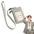 thumbnail image 3 of ZOURIH 2PCS 2-in-1 ID Badge Holder with Lanyard Wallet,Vertical ID Badge Card Holder with 1 Clear ID Window,4 Credit Card Slots,1 Side Zipper Pouch,Detachable Wristlet & Neck Lanyard,Gray, 3 of 3