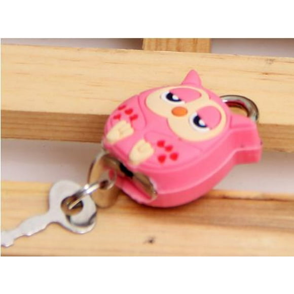 BRIGHTFUFU Lanzamiento portátil de Mini Lock Mini de metal creativo con cerradura de llave en forma de búho Lindo animal de animales para gabinetes caseros Joyero de mochila