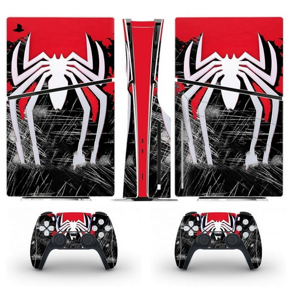 Playstation 5 Slim Ps5 Slim Red Spider Man Skin Decal And Controller Stickers Set, Scratch-resistant (Disk)