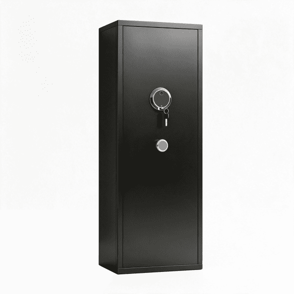 Gun Safe, Fingerprint‑Unlocked Safe, Suitable for Rifles and Long Guns, Equipped with Adjustable Gun Racks, Black, Assembly Required