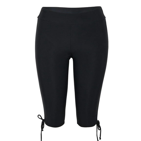 Womens Plus Size Black Swim Capris Swimwear Rash Guard Board Short Bottoms