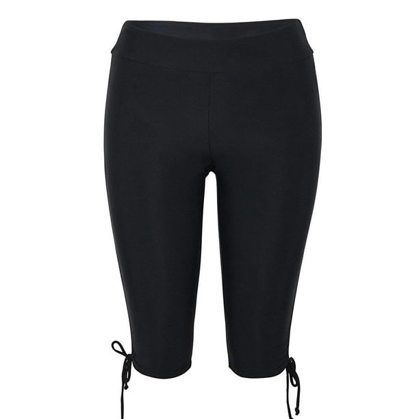 Angelique Womens Plus Size Black Swim Capris Swimwear Rash Guard