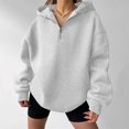 thumbnail image 3 of Womens Zip Up Hoodies Half Zip Pullover Fall Winter Oversized Workout Sweatshirts Y2k Zipper Jackets With Pockets,2XL, 3 of 8