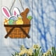 thumbnail image 3 of Decoraciones de Pascua, adornos de Pascua, regalos de Pascua, letrero de madera para puerta de Pascua: canasta de conejito con huevos de pollito, 30 x 29 cm, decoración colgante de madera para puerta, 3 of 4