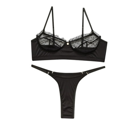 

NEGJ Women Lace Lingerie Set Push Up Bra Garter Belt Underwear Nightwear