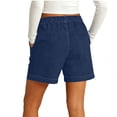 thumbnail image 6 of Womens Wide Leg Jean Shorts Drawstring Elastic Waist Denim Shorts Summer Casual Loose Shorts with Pockets, 6 of 6