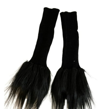 

Women Calf Socks Knit Bright Solid Color Long Furry Plush Patchwork Leg Warmers