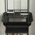 thumbnail image 4 of Yardi Yarda Bird Stand with Wheels, Perches, Stainless Steel Feed Bowls, Pull-Out Tray for Indoor Outdoor Small Parrot, Dark Gray, 4 of 11