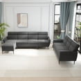 thumbnail image 5 of ZAFLY Sectional Sofa Sets for Living Room, Linen Fabric Sofa with Metal legs, 2 Piece Sofas and Couches Sets - Dark Grey, 5 of 6