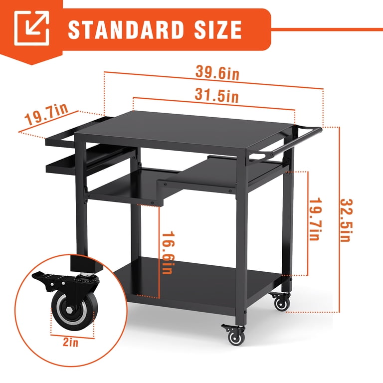 G Taleco Gear Rolling Grill Table, 32"x20" Black photo 3
