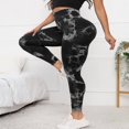 thumbnail image 2 of Tie Dye Hidden Scrunch Leggings for Women Tummy Control Butt Lifting Yoga Pants High Waist Compression Workout Tight,M,Black, 2 of 7