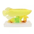 thumbnail image 2 of Feng Shui Yellow Arowana Fish Statue on Glass Base, 2 of 2