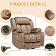 thumbnail image 3 of 360° Swivel Glider Rocking Recliner Chair, Overstuffed Manual Massage Recliner with Heat and Vibration, Single Modern Sofa Home Seating for Living Room, Cup Holders/USB Ports (Plush-Brown), 3 of 7