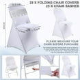 thumbnail image 2 of Lounweer 50 Pcs Folding Chair Cover Set with 25 Stretch Spandex Slipcovers 25 Satin Chair Sashes Bows Ribbon Washable Banquet Protector for Wedding Event Party(White, Silver), 2 of 6
