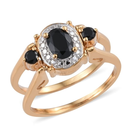 5 Ct Diamond Rings - Shop LC Delivering Joy ION Plated 18K Yellow Gold Black Spinel White Topaz Statement Ring for Women Size 5 Ct 4.2