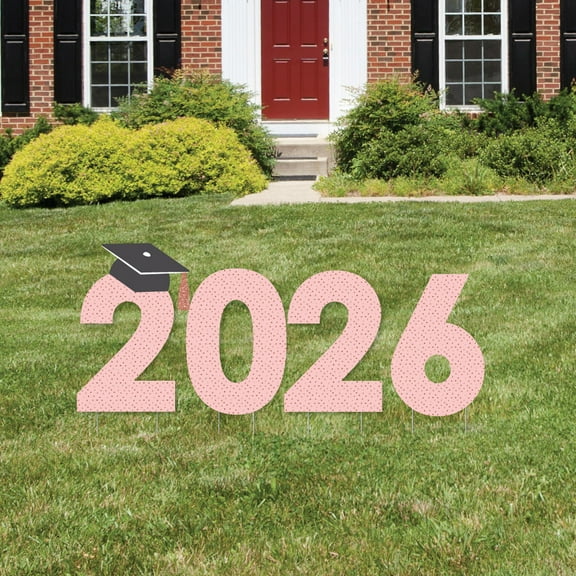 Big Dot of Happiness Rose Gold Grad - 2026 Yard Sign Outdoor Lawn Decorations - Graduation Party Yard Signs - 2026