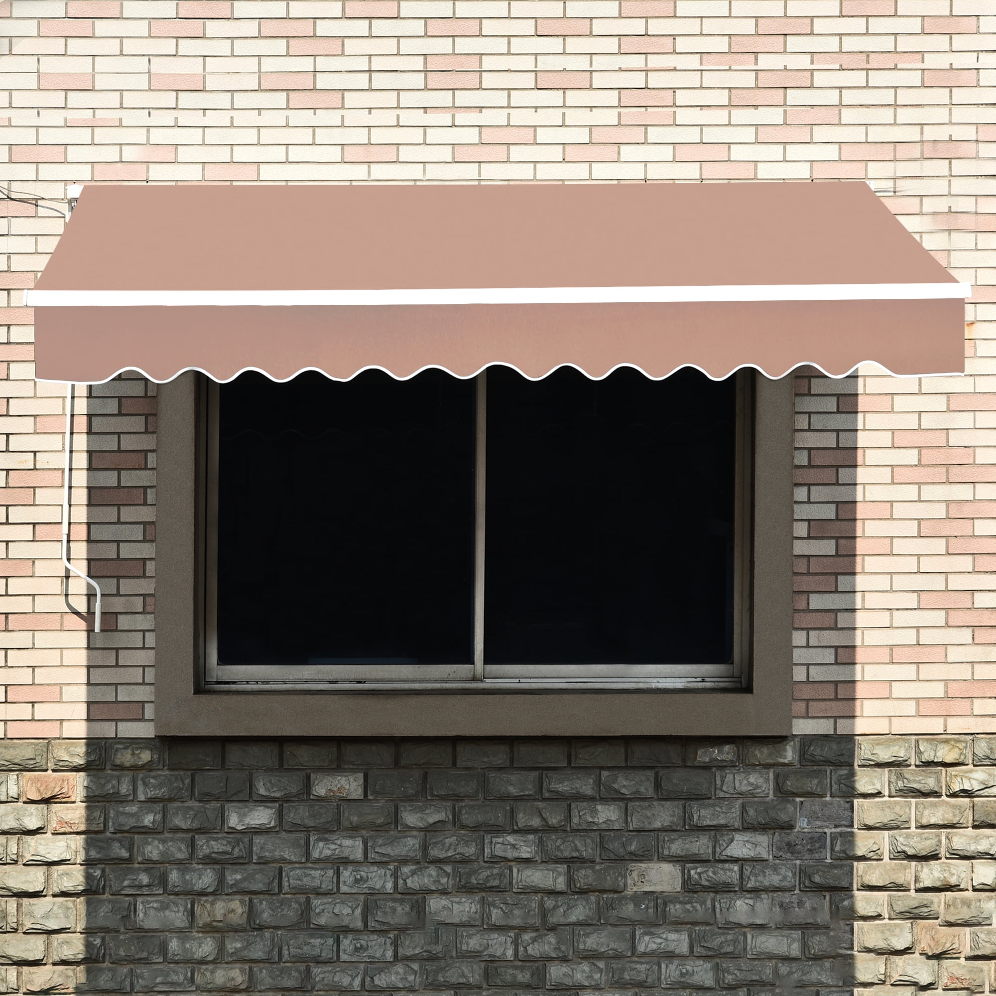MCombo 13'x8' Manual Retractable Patio Awning Sunshade Shelter Window Door Awning Commercial Grade - Quality 100% 280G Polyester Outdoor Canopy Aluminum Frame