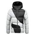 thumbnail image 2 of Ceisia Men's Fitted Hooded Quilted Jacket Casual Color Block Long Sleeve Parka Gift with Zipper Pockets, 2 of 5