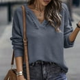 thumbnail image 4 of Sweater Clearance Women's Fashion Long Sleeves V-Neck Loose Tops Blouse Solid Color Hooded Knitted Sweater, 4 of 5