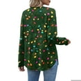 thumbnail image 4 of Stichou Long Sleeve Shirts for Women Christmas Button Down Henley Shirts Dressy Casual Loose Fall Winter Ladies Tops and Blouses Dark Green 3XL, 4 of 4