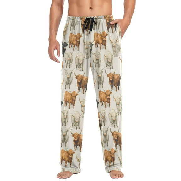 joogoo Men's Pajama Pants Highland Cows Soft Long Sleep Lounge Pjs Bottoms L
