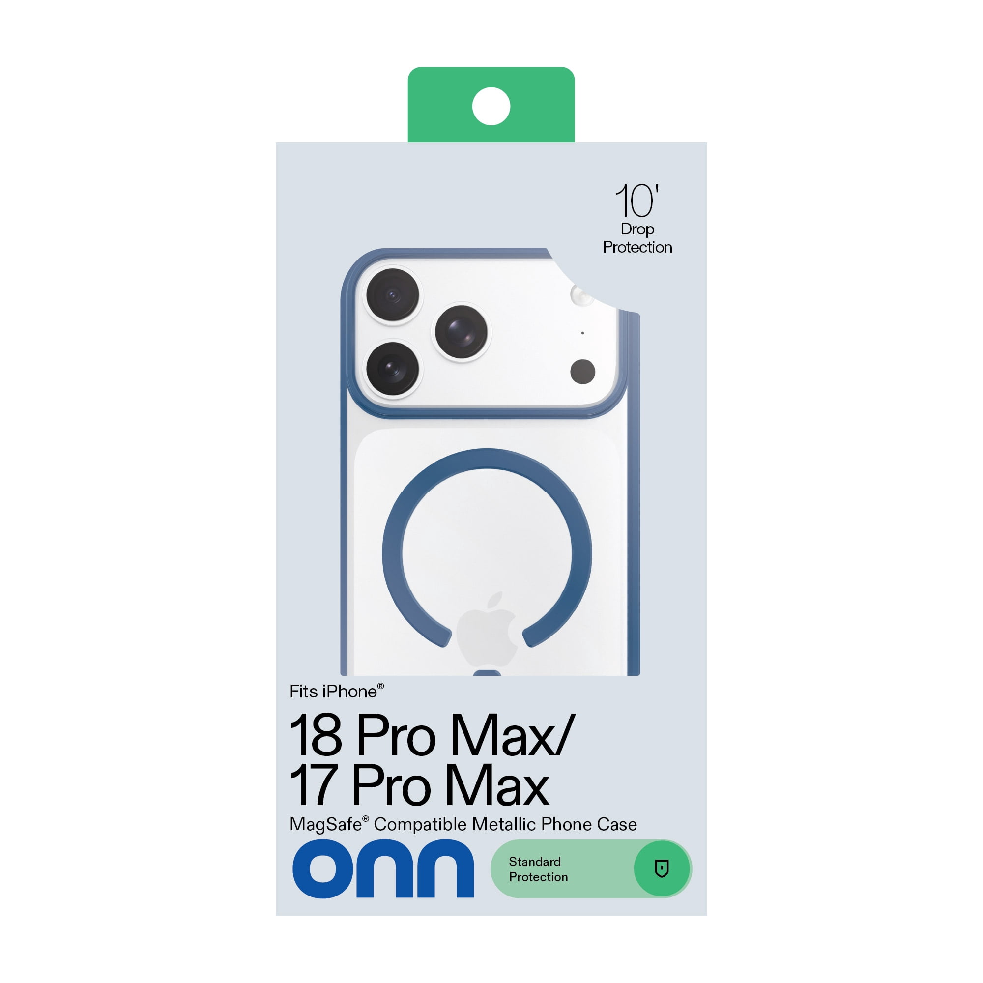 onn Phone Case for iPhone 18 Pro Max / 17 Pro Max, MagSafe Compatible - Clear/Metallic Blue