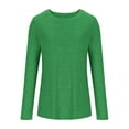 thumbnail image 3 of HVOBTTY Women's Long Sleeved T Shirt, Fall and Winter Tops for Women, Women's Casual Solid Color Crew Neck Long Sleeve Drop Shoulder Layering Pullover Top Army Green, Army Green B, 3 of 5