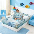 thumbnail image 4 of Manfei Watercolor Underwater Letter Q Axolotl Sea Turtle Twin Sheet Sets for Kids Boys and Girls, Nautical Alphabet Print Bedding 3-Piece, 1 Flat Sheet, 1 Fitted Sheet and 1 Pillowcase, 4 of 6