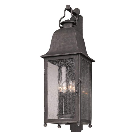Troy Lighting Larchmont 4-Light Outdoor Wall Lantern - Aged Pewter Finish with Clear Seeded Glass