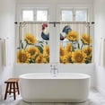 thumbnail image 4 of Bathing Roosters Kitchen Curtain for Berdoom Living Room Cafe 54 Inch Length, Farmhouse Sunflower Vintage Burlap Tiers Curtains Light Filtering Drapes Rod Pocket Window Treatment 2 Panels 52"Wx54"L, 4 of 8