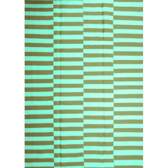Ahgly Company Machine Washable Indoor Rectangle Abstract Turquoise Blue Contemporary Area Rugs, 4' x 6'