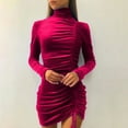 thumbnail image 2 of ChaoHeng Long Sleeve Dresses for Women Dresses Long Sleeve Casual Women Casual Long Sleeve Solid Round Neck Long Dresses, 2 of 6