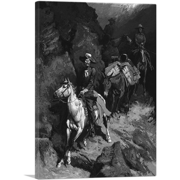 ARTCANVAS In a Canyon Of The Coeur D'alene 1888 Canvas Art Print by Frederic Remington - Size: 18" x 12" (0.75" Deep)
