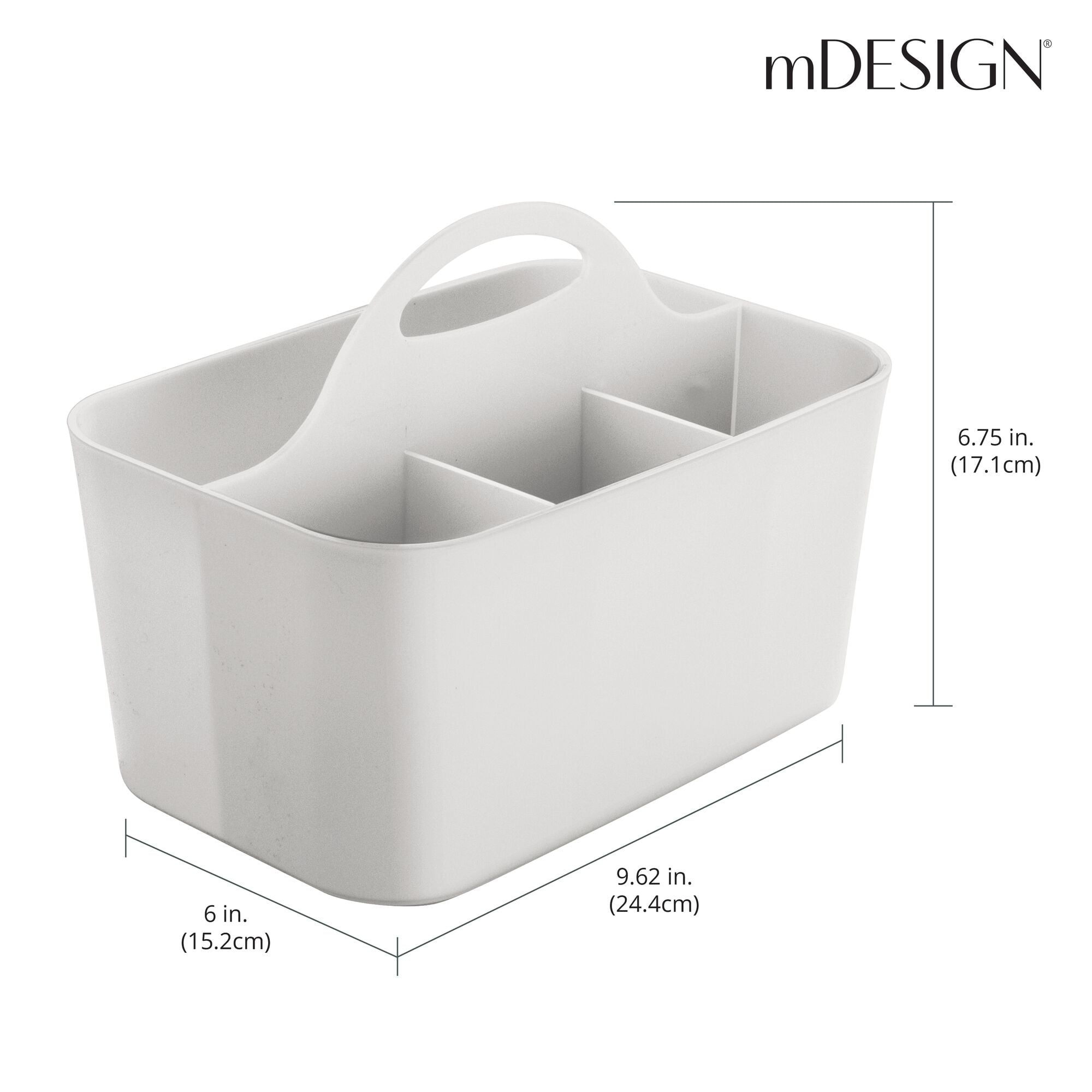 Mdesign Small Plastic Shower/Bath Storage Organizer Caddy Tote With Handle  For Dorm, Shelf, Cabinet - Hold Soap, Shampoo, Conditioner, Combs, Brushes  - Imported Products from USA - iBhejo