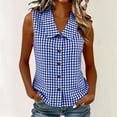 thumbnail image 2 of GigrtiJin Tank Tops for Womens Trendy Plaid Button Down Shirts Solid Color Casual Going Out Sleeveless Collared Tank Tops, 2 of 5