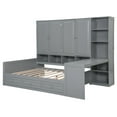thumbnail image 6 of Full Size Wooden Daybed With Three Drawers, and All-in-One Cabinet, Desk and Shelves, Gray, 6 of 9