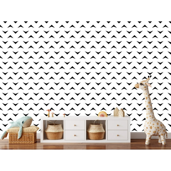 MuralsPrint Black Geometric Arrow Peel and Stick Wallpaper, Eco-friendly Removable Wallpaper, 10'L x 24''W