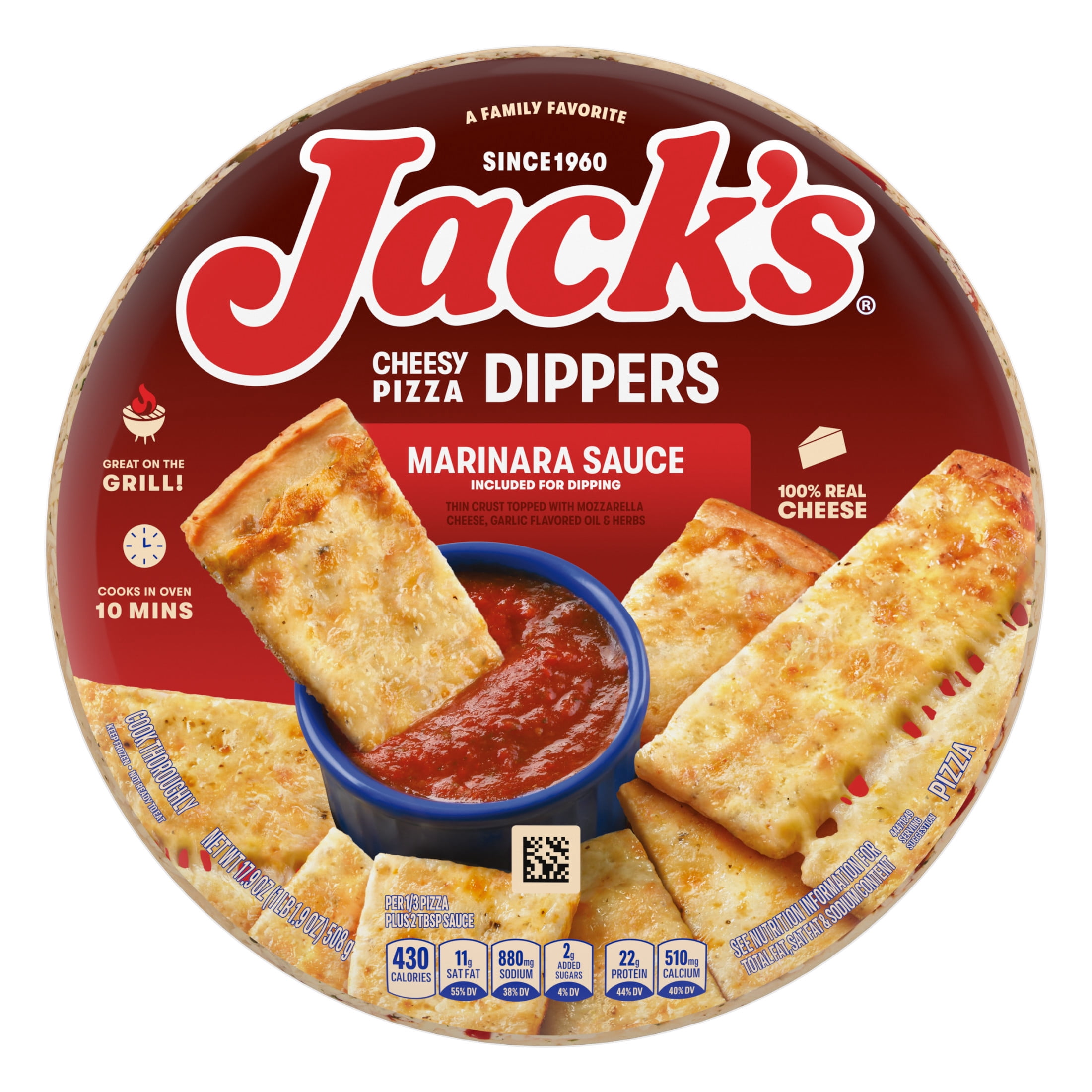 Jack’s Frozen Cheesy Pizza Dippers, Pizza Sticks, Cheese Bread, 17.9oz (Frozen)