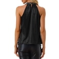 thumbnail image 3 of MODA NOVA Juniors Party Club Cocktail Sparkle Sleeveless Vest Tank Camisole Sequin Halter Tops Black S, 3 of 5